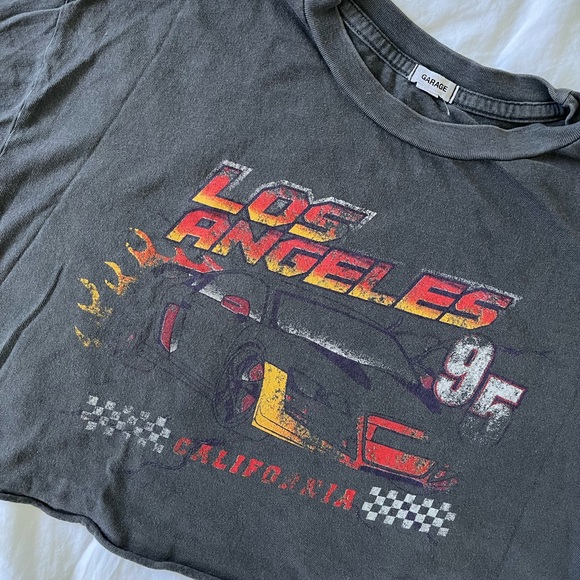 🌟2/$14🌟 Garage Los Angeles California racing cropped tee - Picture 1 of 3